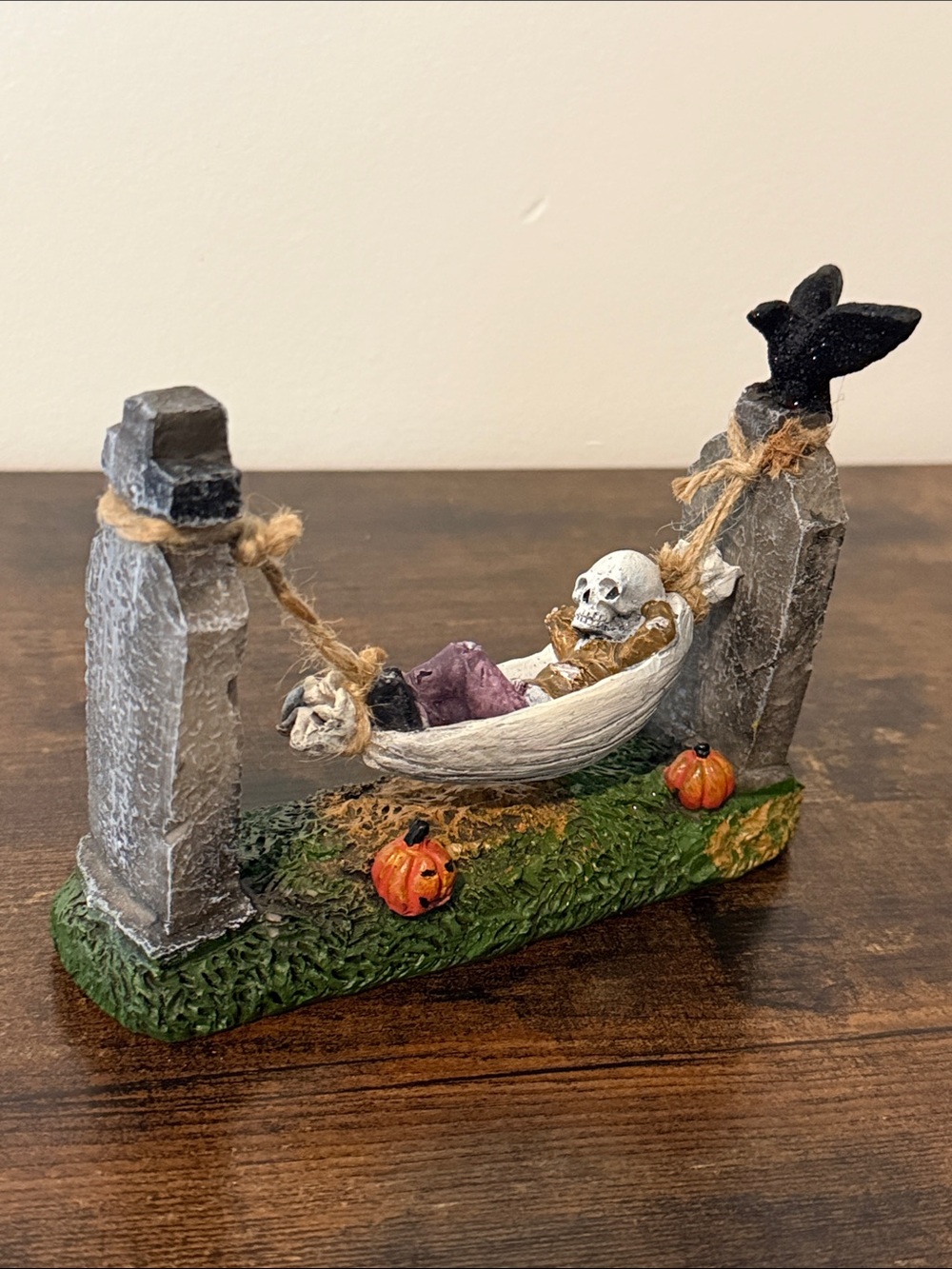 Ashland Spooky Skeleton Relaxing in a Hammock Halloween Village Decor Figurine